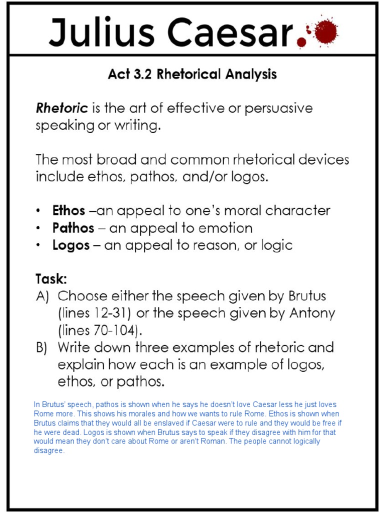 Kami Export - Julius Caesar Speech Rhetorical Analysis | PDF