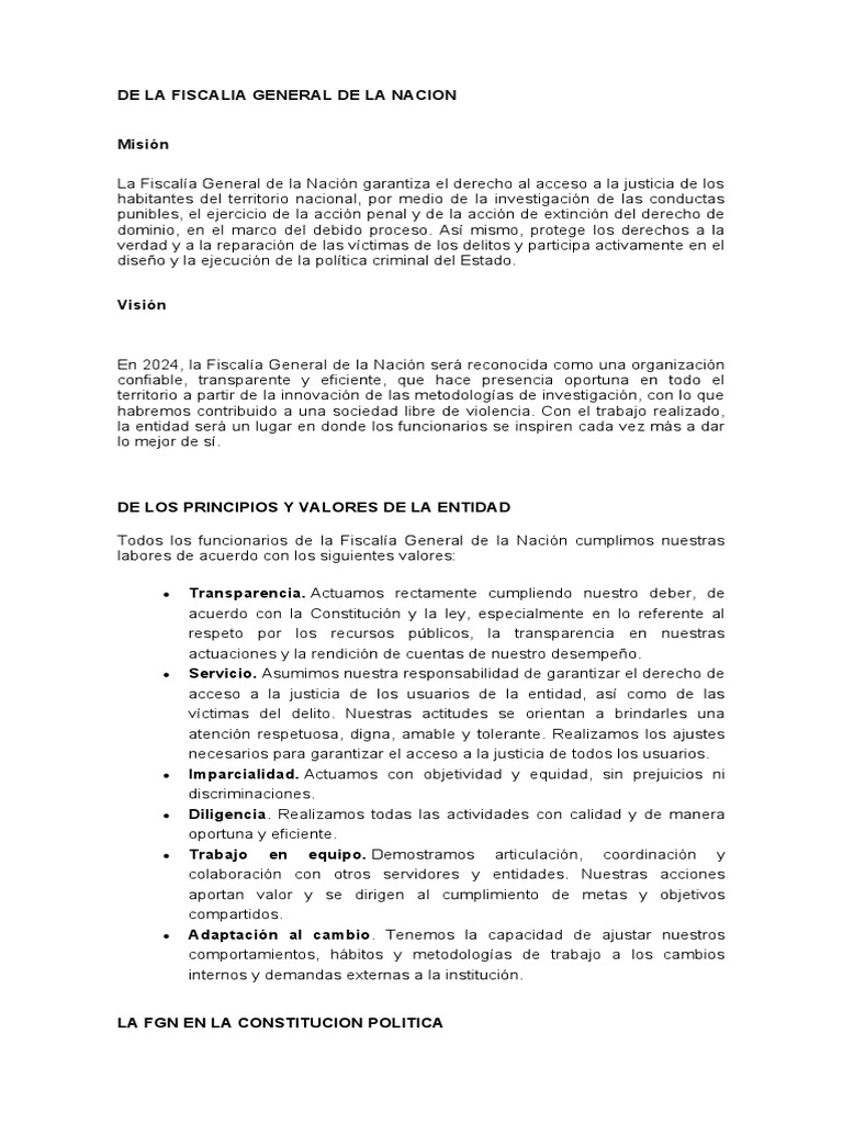 Misión y Visión de la Fiscalía General | PDF | Fiscal | Juez