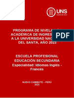 13.3) Secundaria - Idiomas Inglés Francés - Programa de Nivelación Académica de La Universidad Nacional Del Santa 2023