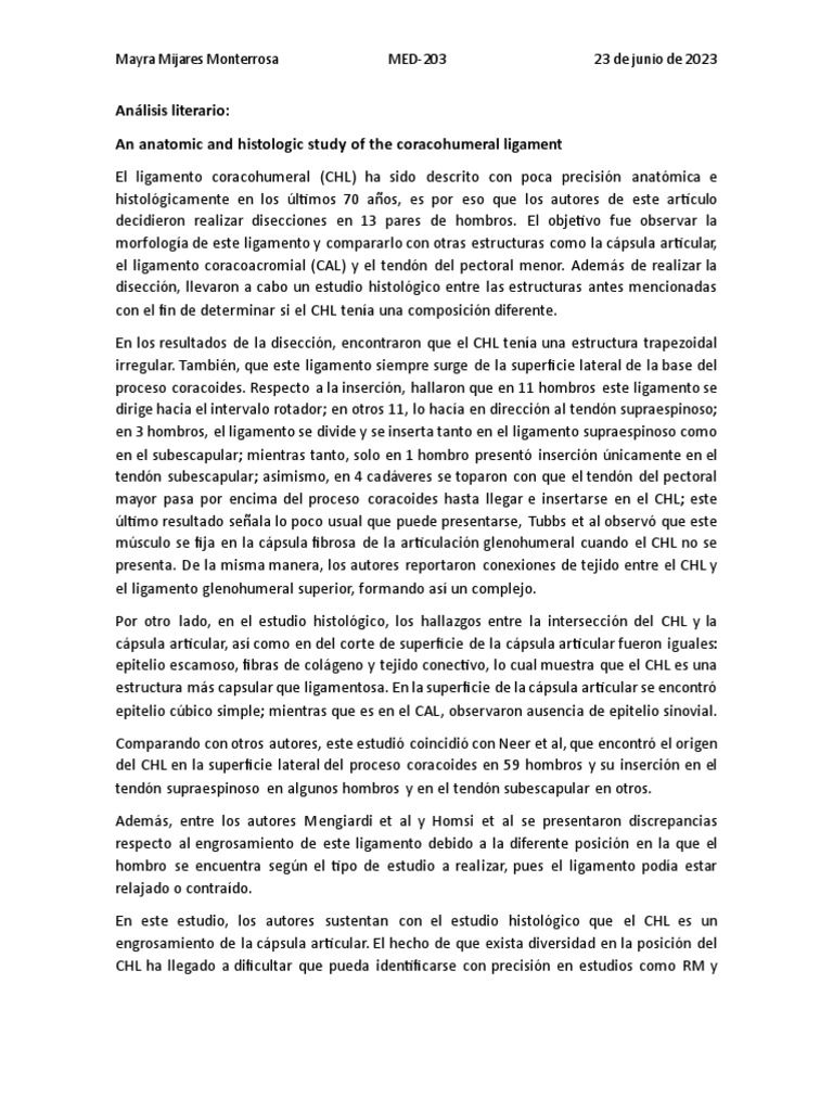 An lisis literario an anatomic and histologic study of the