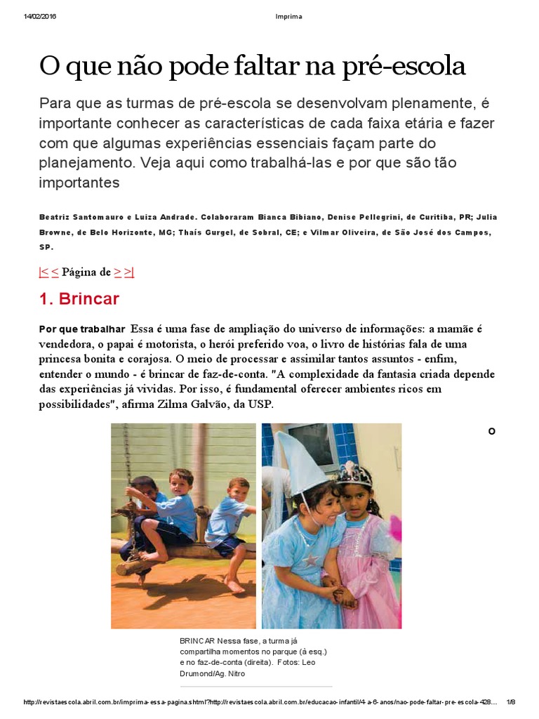 o que não pode faltar na pre escola PDF