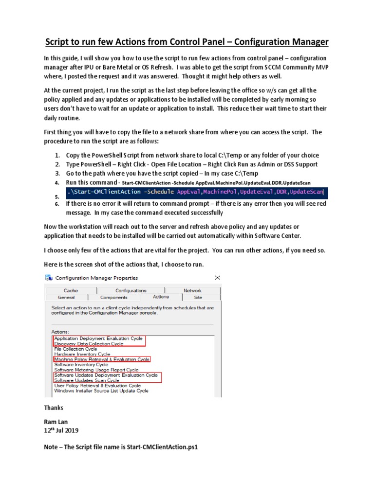 Script To Run Few Actions From Control Panel | PDF