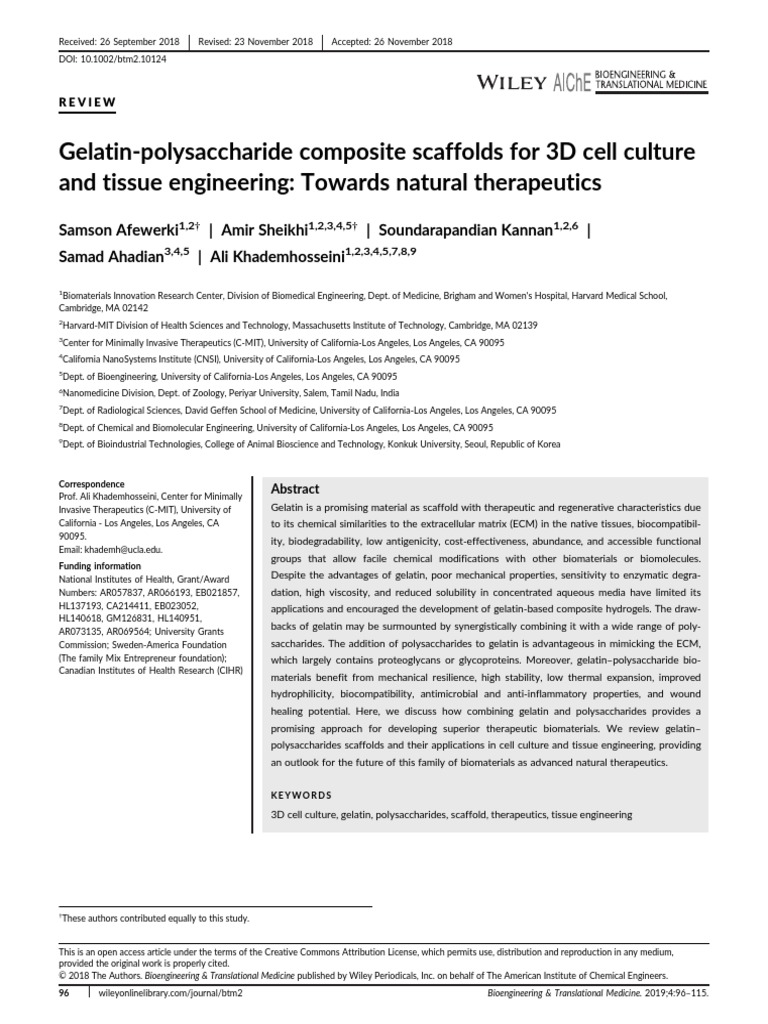 Gelatin Polysaccharide Composite Scaffolds For 3D Cell Culture and ...