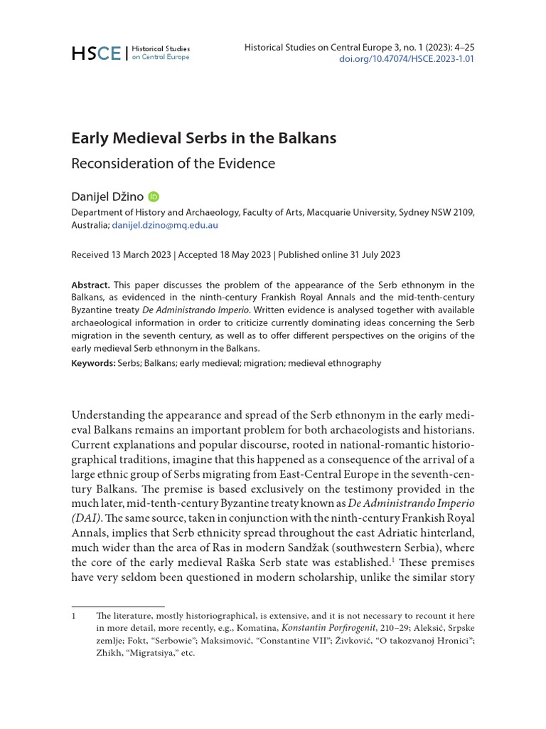 Early Medieval Serbs in Balkans Study | PDF | Social Science | History