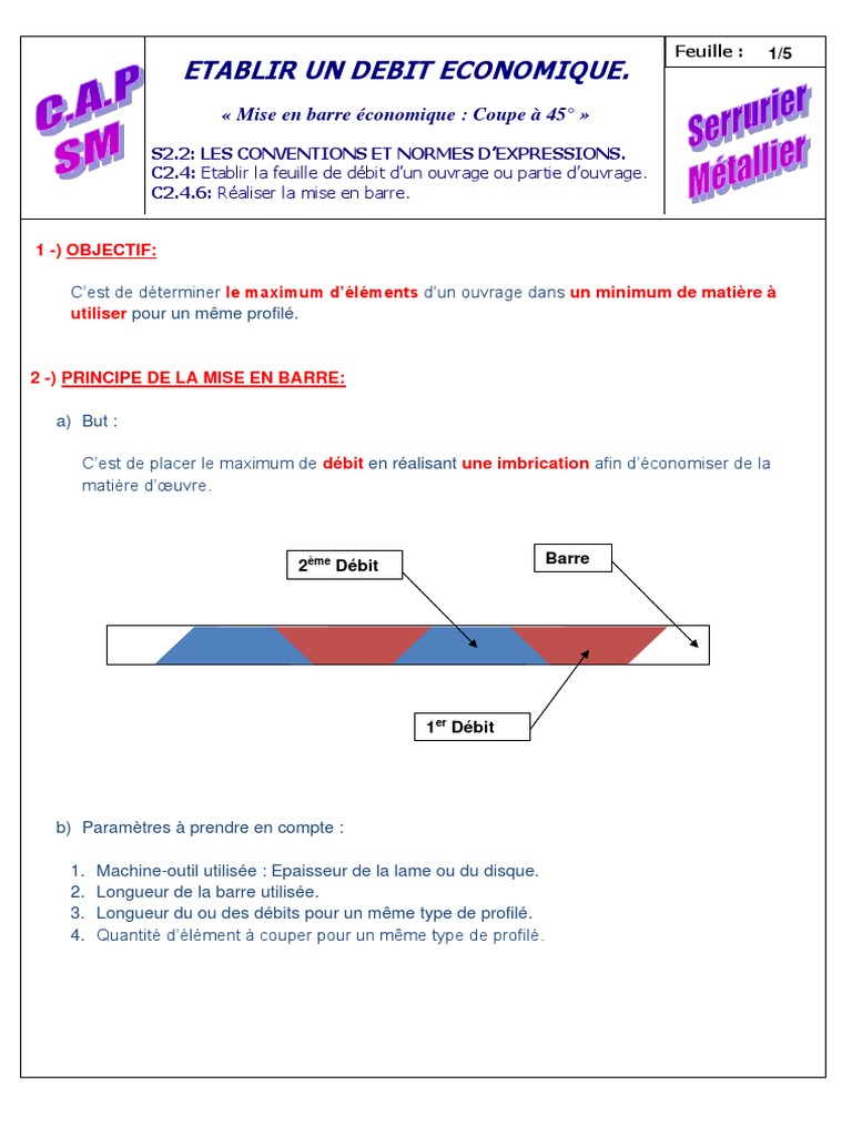 Mise en barre économique à 45° PDF Outils Biens manufacturés — free download