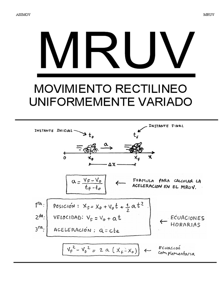 Fórmulas y Conceptos del MRUV | PDF