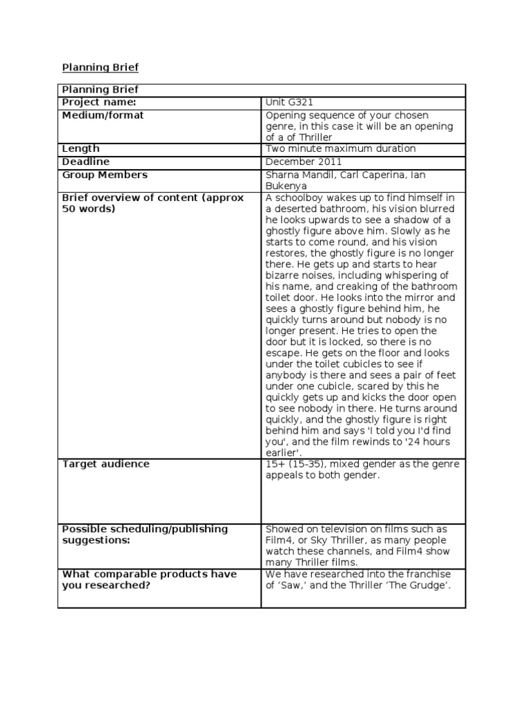 Planning Brief Planning Brief Project Name: Medium/format | PDF ...