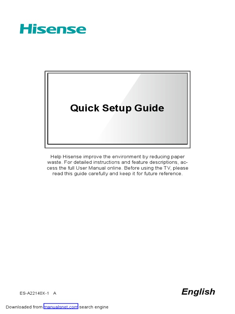 Hisense A45h 32a45hf Tv 2022 Quick Setup Guide En 1 Pdf