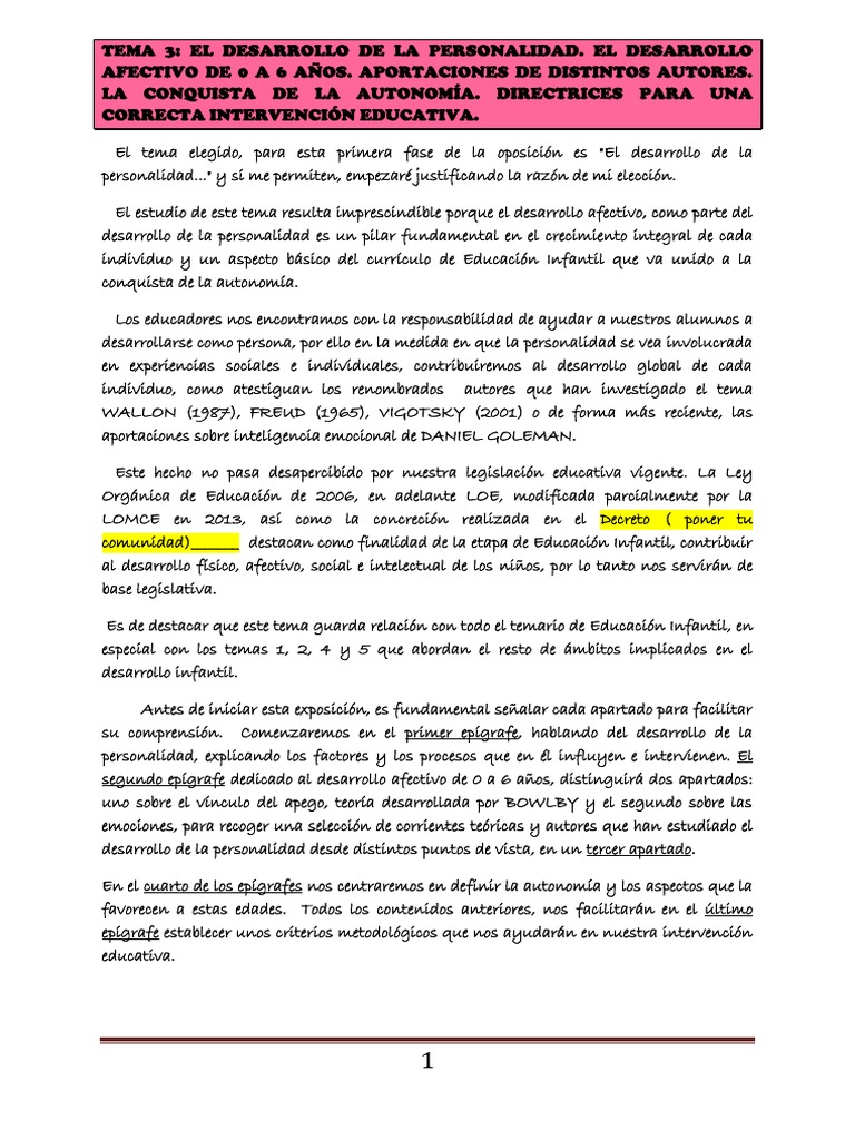 Desarrollo Afectivo y Personalidad Infantil | PDF | Las emociones ...