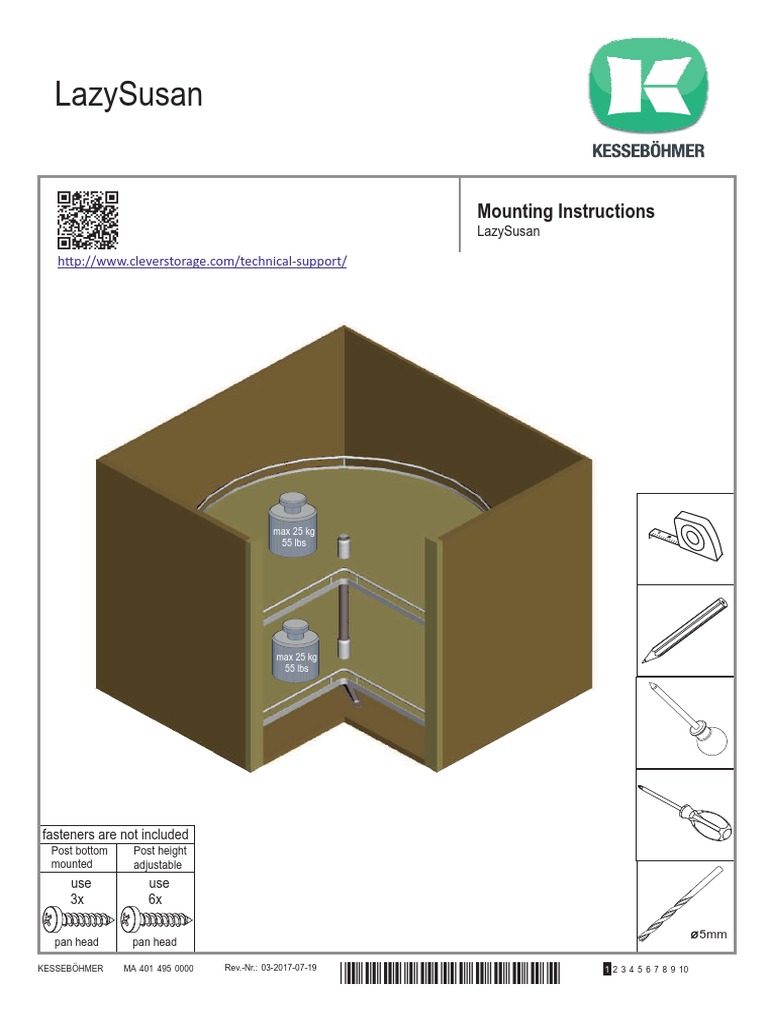Lazy Susan Tripod Post Installation Instructions 2017 Kesseboehmer USA ...