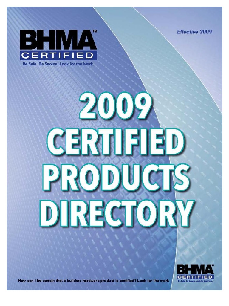 ANSI Certified Products PD - 08 | PDF | Bearing (Mechanical) | Door