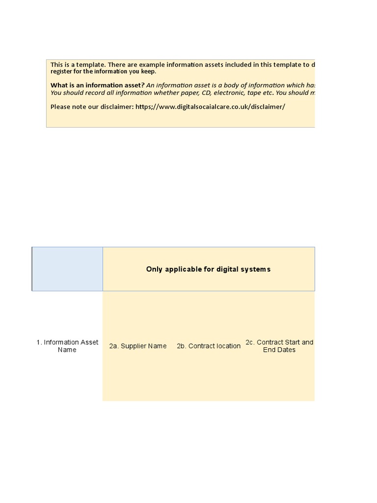 Information Asset Register Template | PDF | Computers