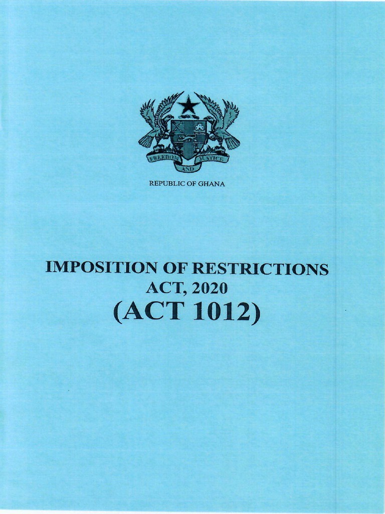Imposition of Restrictions Act 2020 Act 1012 (Original) PDF