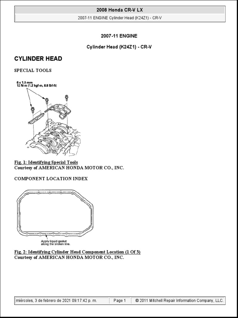 2007-11 Honda CR-V Cylinder Head Guide | PDF | Computers | Technology ...