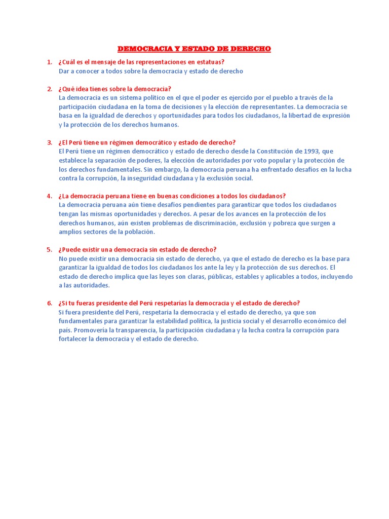 Democracia y Estado de Derecho | PDF