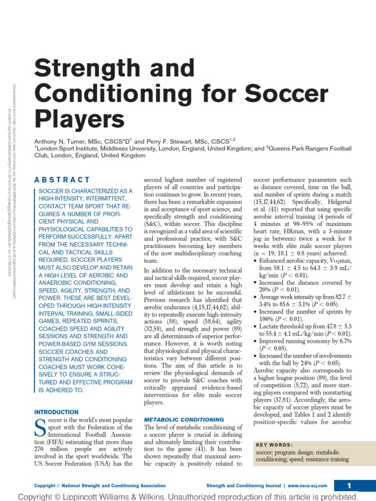 Soccer Strength & Conditioning Guide | PDF | High Intensity Interval ...