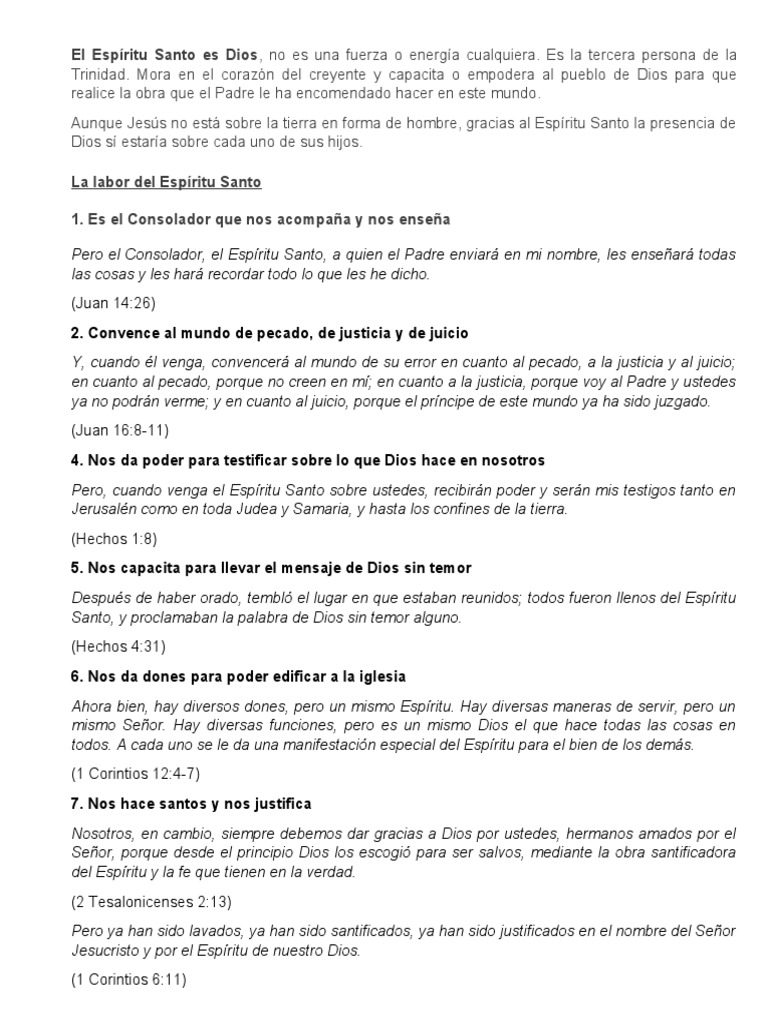 El Espíritu Santo es Dios | PDF | espíritu Santo | Jesús