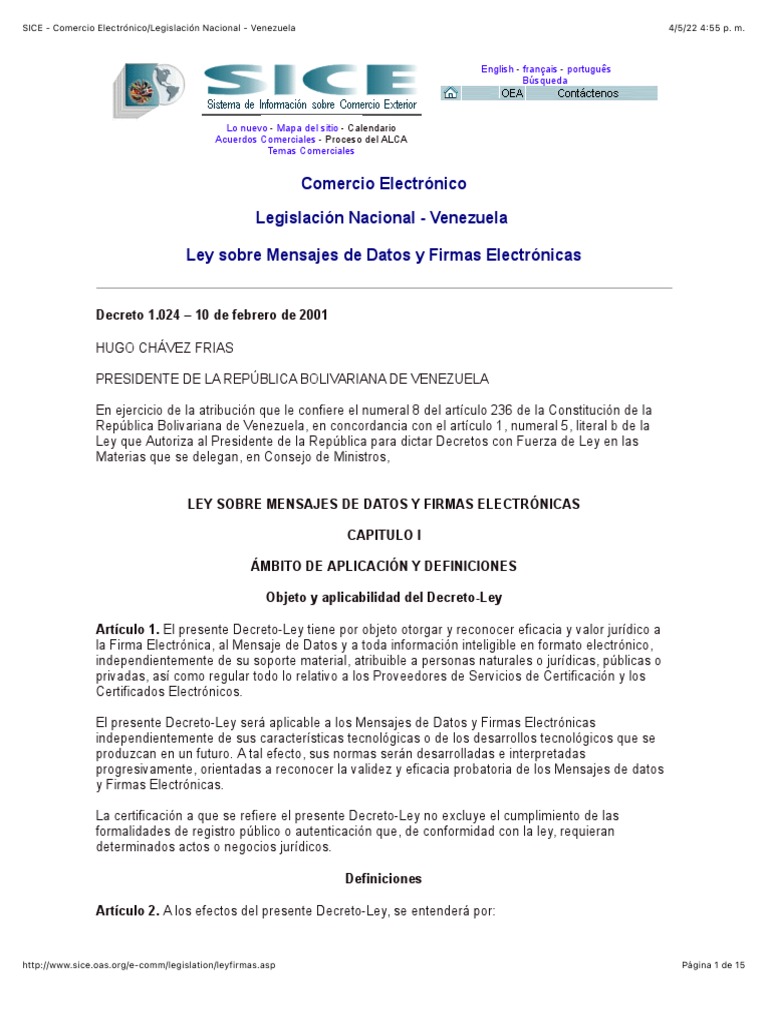 Ley De Mensajes De Datos Y Firmas Electrónicas Pdf