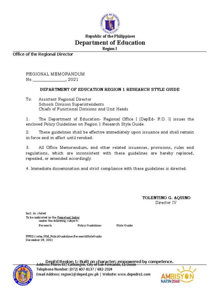 Policy Guidelines Research Style Guide 1 | PDF