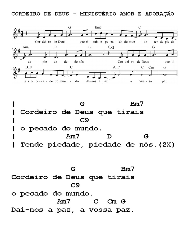 Cordeiro de Deus Ministerio Amor e Adoracao | PDF