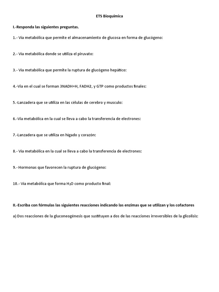 ETS Bioquímica | PDF
