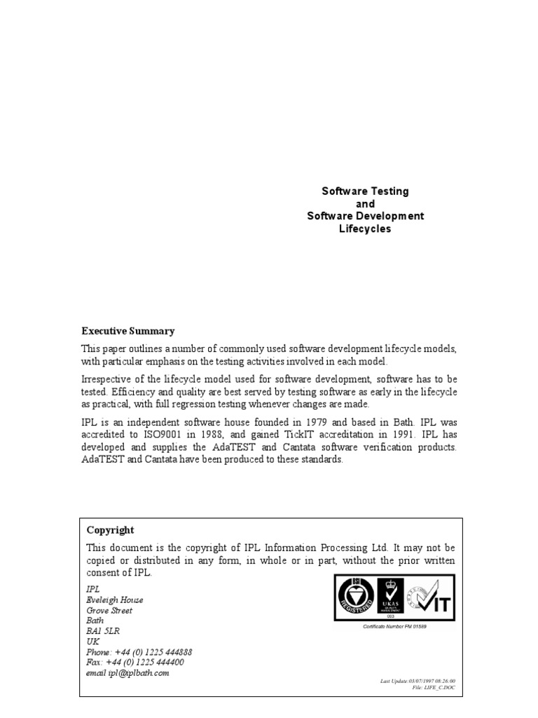 Software Testing and Development Life Cycle | PDF | Software ...