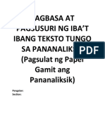 Pagbasa at Pagsusuri NG Iba't Ibang Teksto Tungo Sa Pananaliksik - Pagsulat NG Papel Gamit Ang Pananaliksik - Performance Task2#