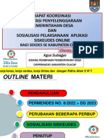 POINTER RAKOR DAN SOSIALISASI SISKEUDES ONLINE DENGAN SEKDES TANGGAL 18 19 Okt 22 Lanscap