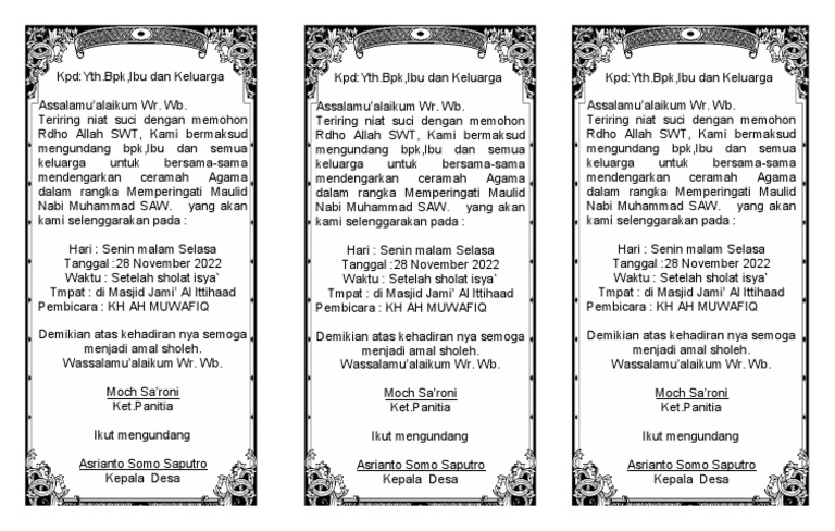 Undangan Maulid Masjid | PDF