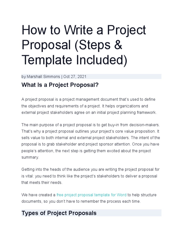 How To Write A Project Proposal | PDF