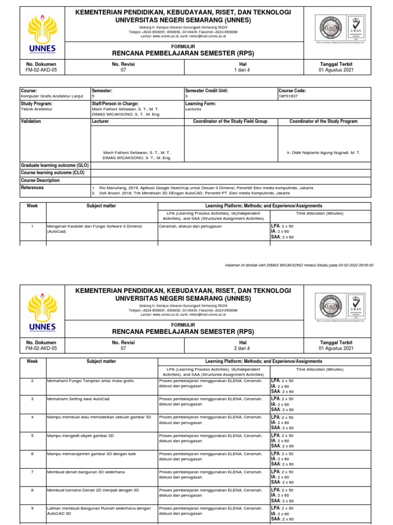 RPS-Komputer Grafis Arsitektur Lanjut | PDF