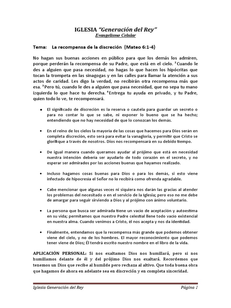Recompensa de la Discreción Cristiana | PDF
