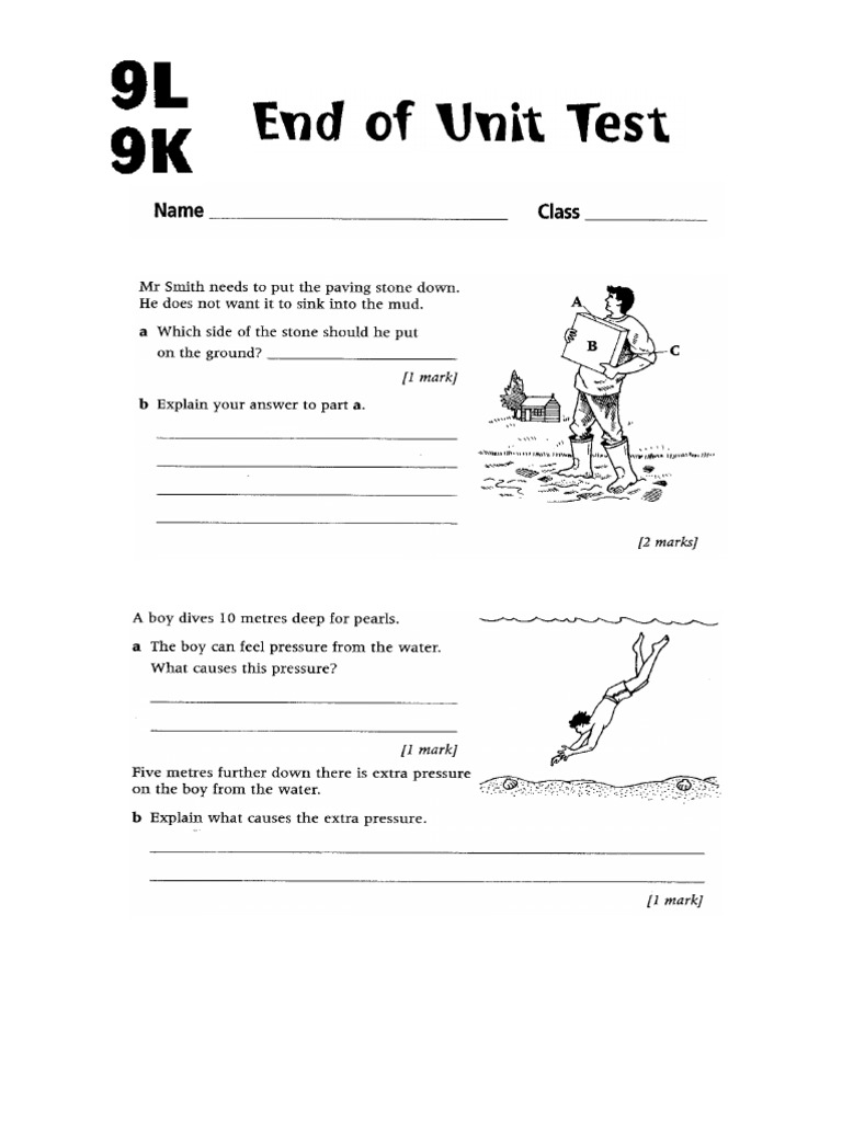 exploring science 7 end of unit test 7k answers 9k speeding up