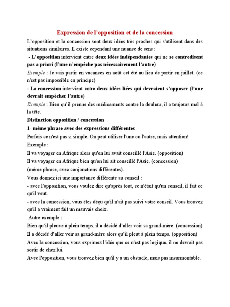 Exercices Opposition Et Concession 3Ème Pdf – ONWIL