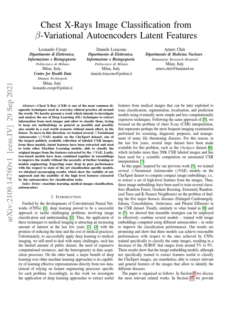 Chest xrays Image Classification from variational autoencoders PDF