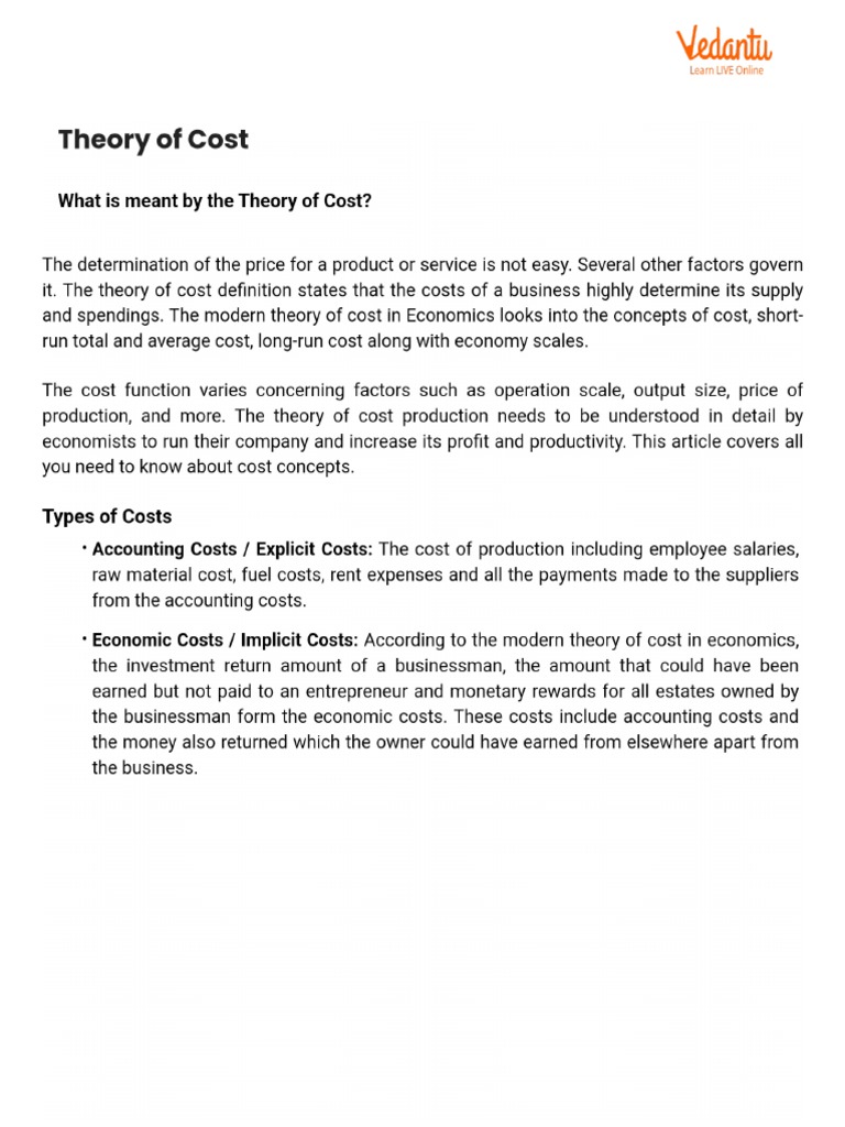 Theory of Cost PDF