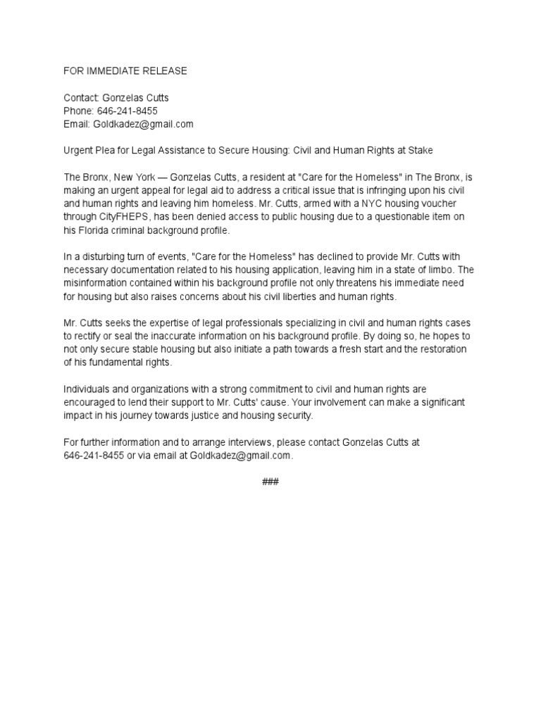 Urgent Legal Help Needed for Housing | PDF
