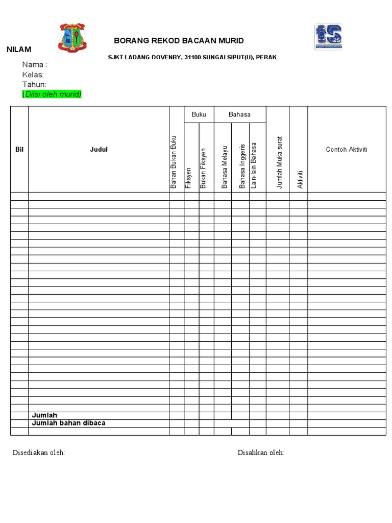 Borang Rekod Nilam 2023 | PDF