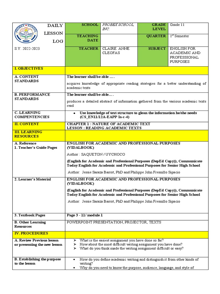 English For Academic and Professional Purposes DLL | PDF