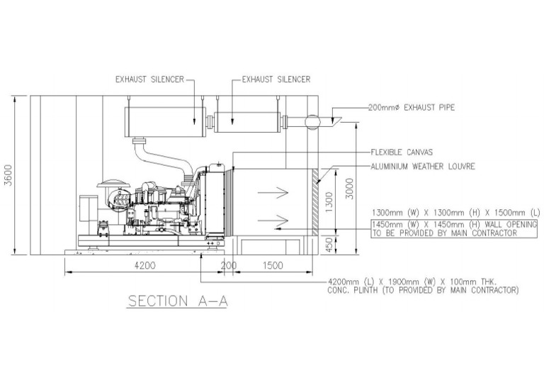 Cad. Section A A Bilik Genset | PDF