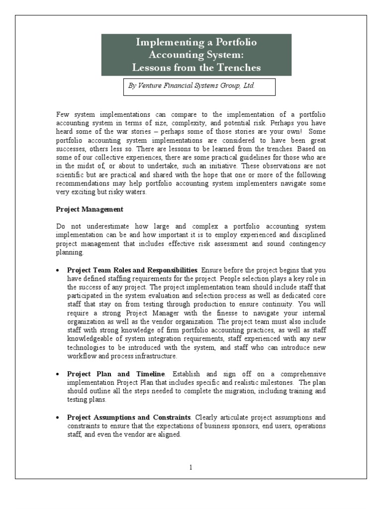 Portfolio Accounting System Implementation | PDF | Business Process ...