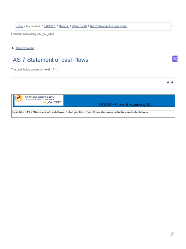 IAS 7 Statement of Cash Flows Cash Flows Statements Activities and