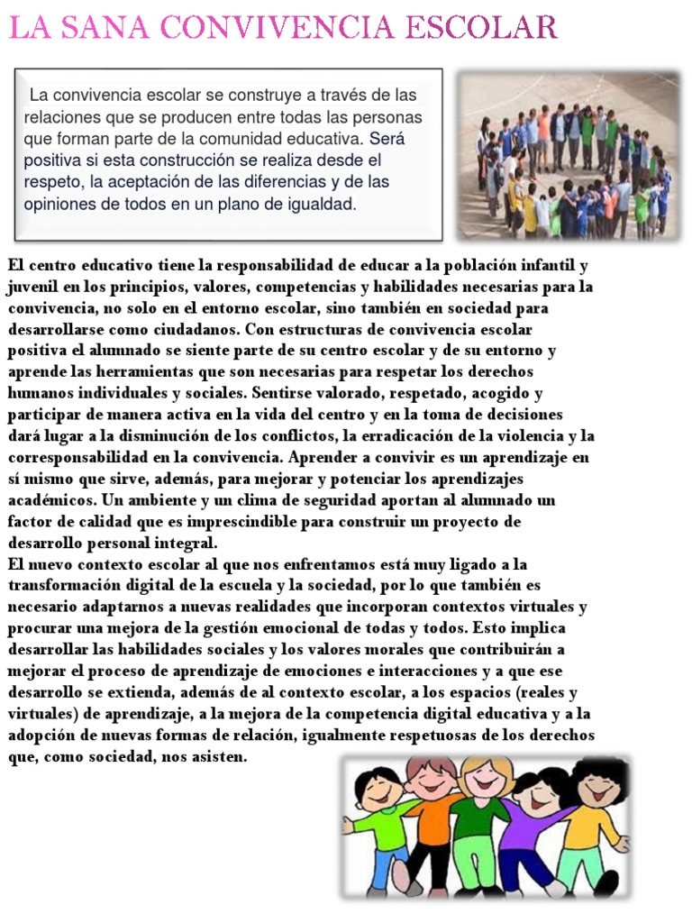 La Sana Convivencia Escolar | PDF | Aprendizaje