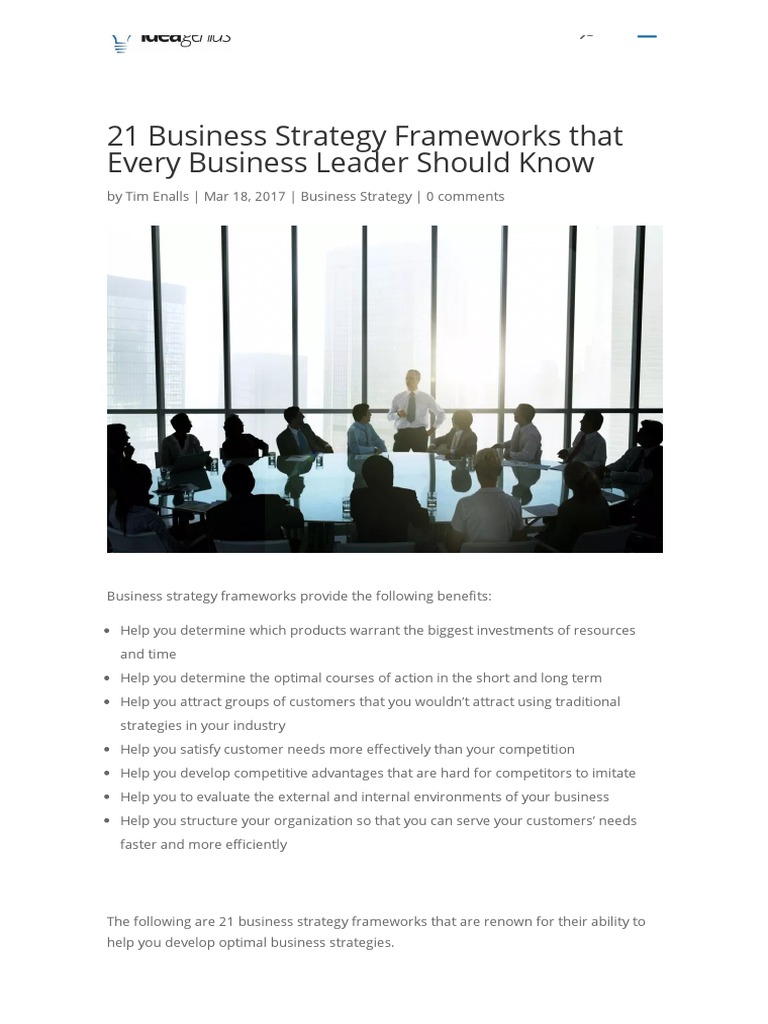 21 Essential Business Strategy Frameworks | PDF | Strategic Management ...
