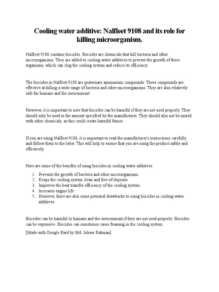 Cooling Water Additive PDF