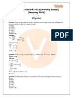 Jee Main 2023 April 8 Morning Shift Question Paper With Solutions