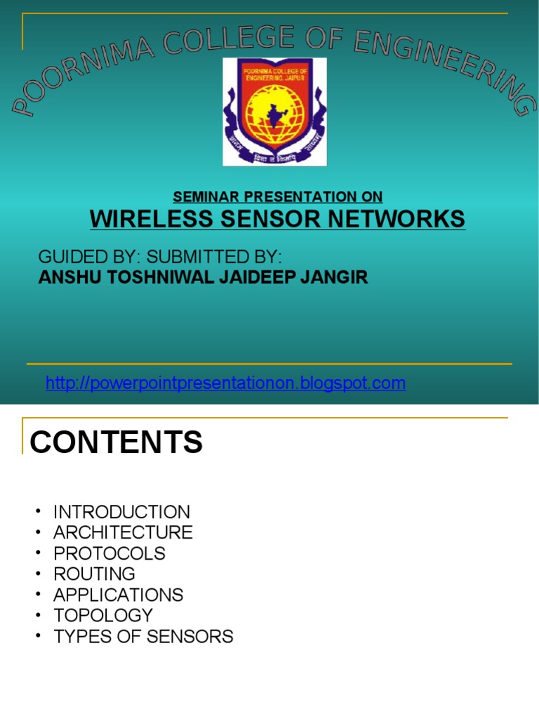 Wireless Sensor Networks: Guided By: Submitted by | PDF | Wireless ...