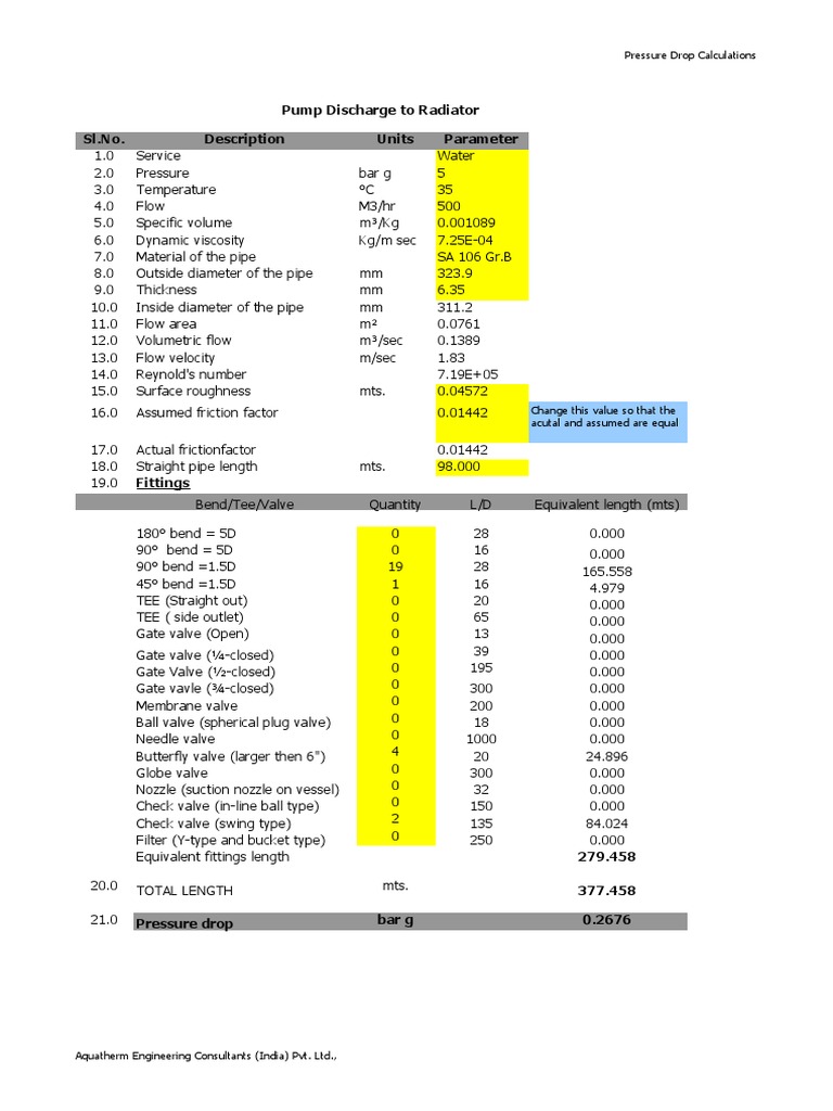 Pressure Drop Calculation for Water Systems | PDF | Valve | Energy ...