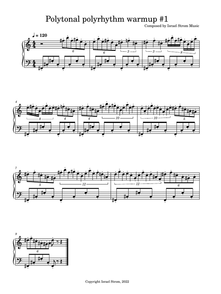 Polytonal Polyrhythm Warmup 1 Israel Strom | PDF