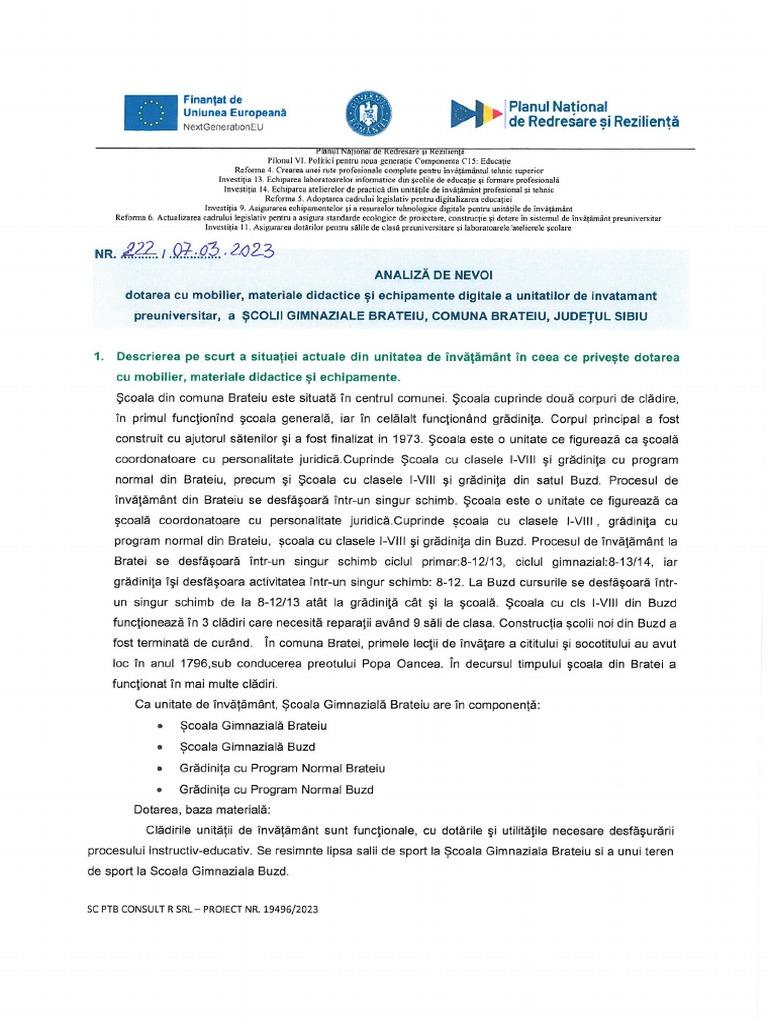 Analiza De Nevoi Program Scoala Dupa Scoala